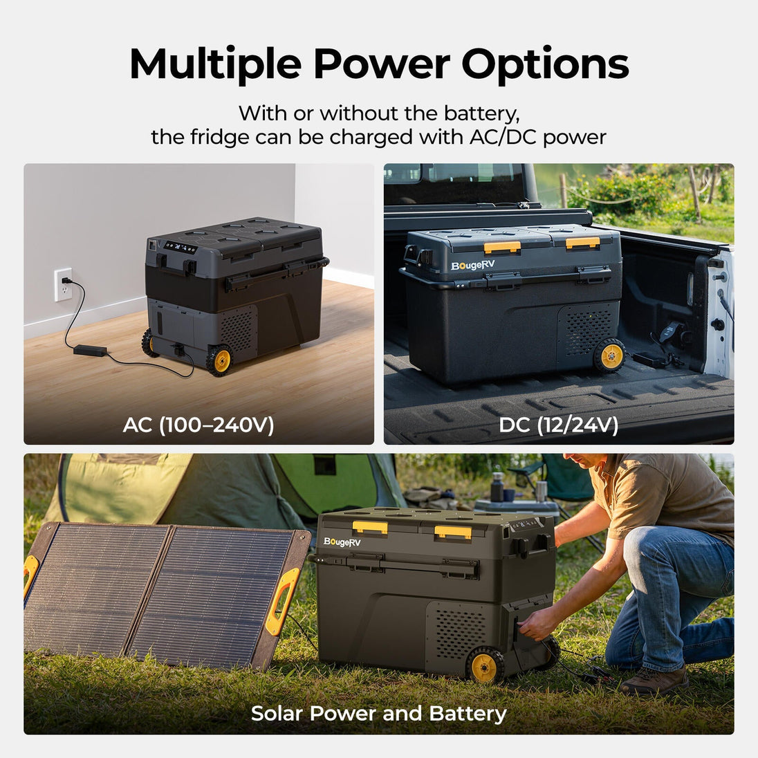 Product photo of BougeRV New CRD2 V2.0 52QT Dual Zone 12V Portable Fridge with 240Wh Battery